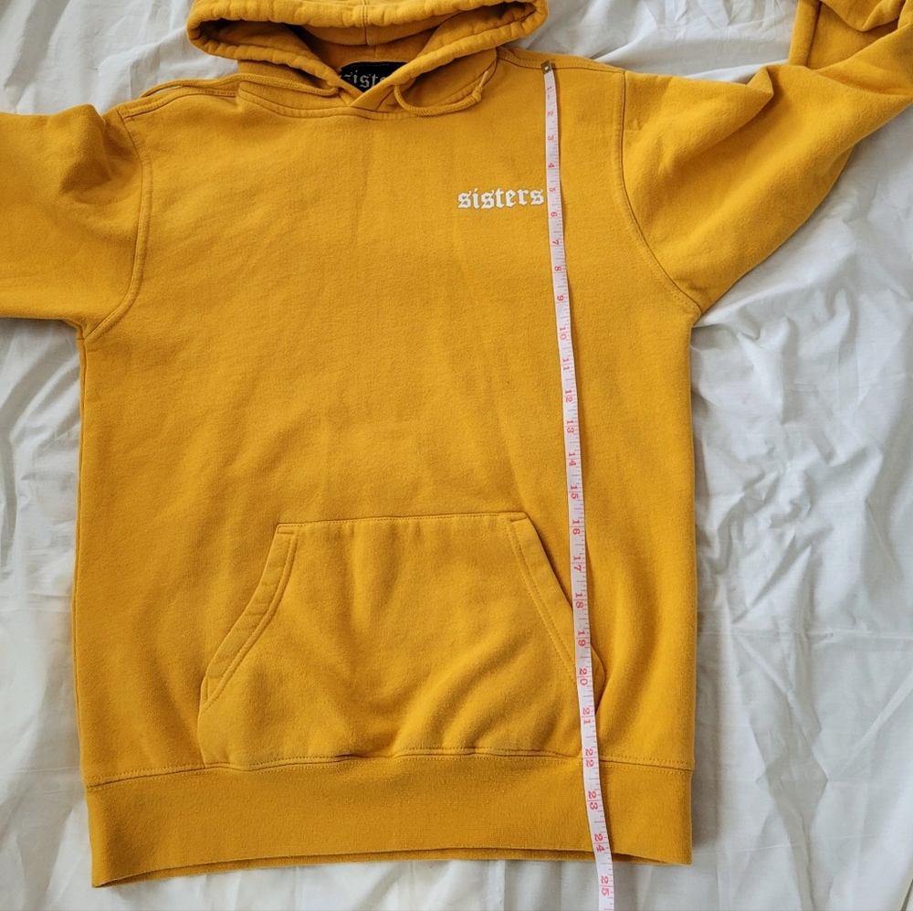 Sisters hoodie hooded unisex yellow hoodie hooded,100% Cotton,Made in USA,Size S - Picture 6 of 7